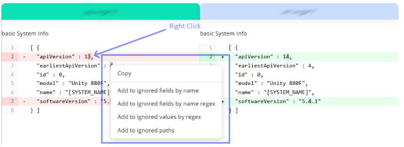 The right-click menu in the detailed view